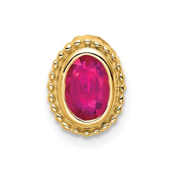 Kazi Luxury 14k Yellow Gold Oval Ruby Chain Slide